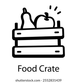 Food crate icon in doodle style 