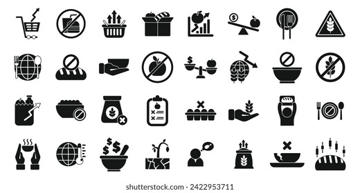 Food crisis icons set simple vector. Charity economy. Agriculture farming