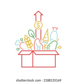 Food crisis, inflation, hunger, global humanitarian catastrophe icon. High prices for alimentary products. Starvation and malnutrition sign. Vector illustration isolated on a white background