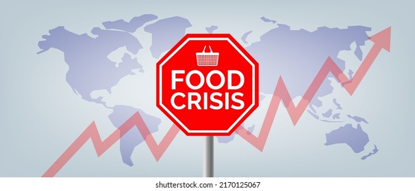 Food Crisis Warning Sign On World Map Background Vector Illustration