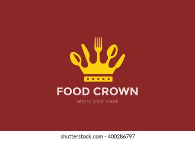Food Crown of spoon knife fork Logo design vector template
Cook Chief Logotype concept icon