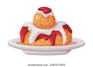 Food and Cuisine of Romania with Traditional Dish of Fried or Boiled Pastry Vector Illustration