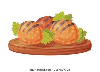 Food and Cuisine of Romania with Traditional Dish on Wooden Board Vector Illustration