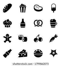 Food and Cuisines Icons in Modern Solid Style Pack 