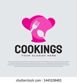 food culinary logo with love sign or heart concept. cooking icons. organic food emblem . restaurant creative symbols. food. vector illustration element