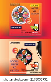 Food culinary Promotion template with photo. Social Media Post. social media post template for food menu promotion banner frame. high resolution. online shopping online ad banner template design