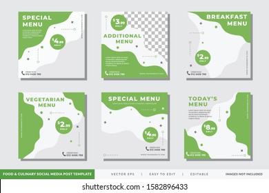 Food & culinary Social media post template, Square Banner Vector