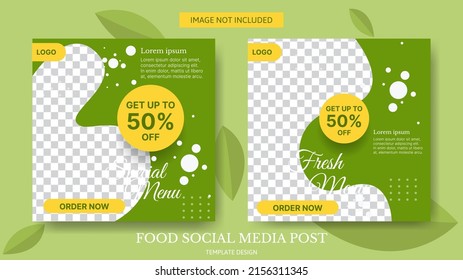 food culinary social media post template design for promotion in green and yellow