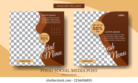 food culinary social media post template design for promotion in brown color