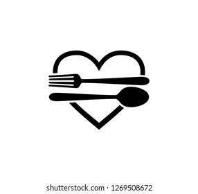 food culinary with spoon and fork restaurant vector icon logo design template