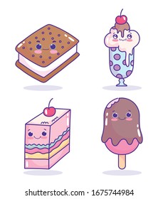 food cute milkshake ice cream in stick jelly cartoon icons vector illustration