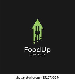 Food Up With Cutlery In The Center Of The Logo Design