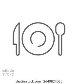 Food and Cutlery Icon Thin Line Editable Stroke Outline Style Symbol for Eatery Menu or Meal Time Concept