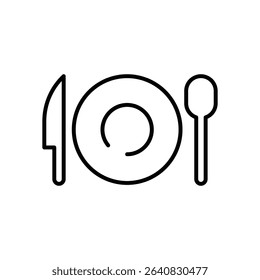 Food and Cutlery Icon Thin Line Outline Style Symbol for Eatery Menu or Meal Time Concept