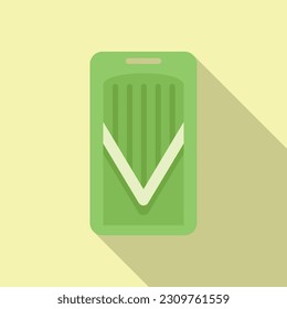 Vector plano del icono de la cortadora de alimentos. Herramienta de cocina. Recorte de alimentos