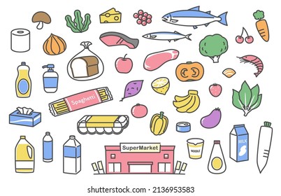 food and daily necessities in supermarket