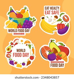 Food Day Label Flat Cartoon Hand Drawn Templates Background Illustration