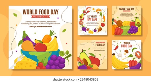 Food Day Social Media Post Flat Cartoon Hand Drawn Templates Background Illustration