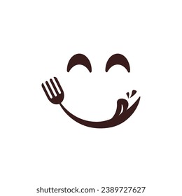 Concepto de logo delicioso de comida con expresión cara linda