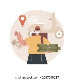 Food delivery abstract concept vector illustration. Products shipping during coronavirus, safe shopping, self-isolation servies, online order, stay home, social distancing abstract metaphor.