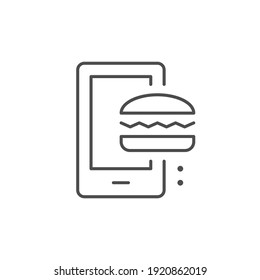 Food delivery app line outline icon