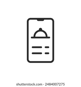 Food delivery app, linear style icon. mobile application for food ordering. Editable stroke width