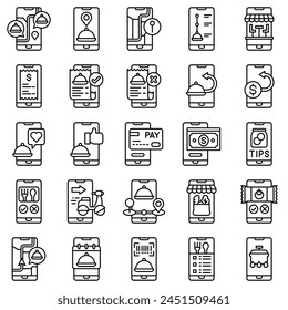 Food delivery Application icons set 2, line style vector illustration