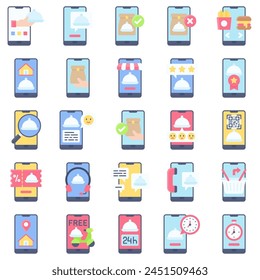 Food delivery Application icons set, flat style vector illustration