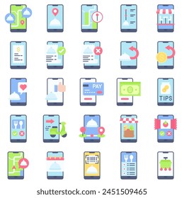 Food delivery Application icons set 2, flat style vector illustration