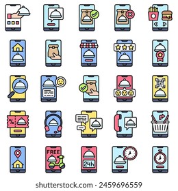 Conjunto de iconos de la aplicación, Ilustración vectorial de estilo llena