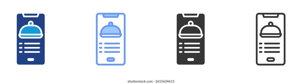 Food Delivery Apps icon set multiple style collection