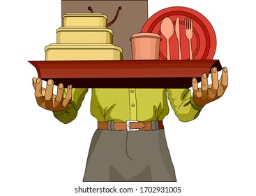 antecedentes de entrega de alimentos. recipientes para los alimentos para llevar