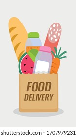 Food Delivery. Bag icon with food. Vector illustration