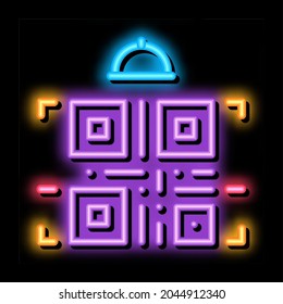 food delivery bar code neon light sign vector. Glowing bright icon food delivery bar code sign. transparent symbol illustration
