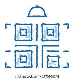 food delivery bar code sketch icon vector. Hand drawn blue doodle line art food delivery bar code sign. isolated symbol illustration