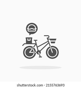 Food delivery with bicycle glyph icon. Can be used for digital product, presentation, print design and more.