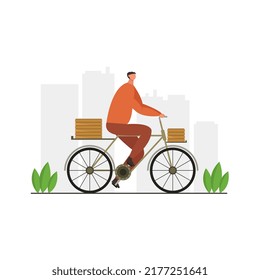 Food delivery bicycle illustrated in cartoon style