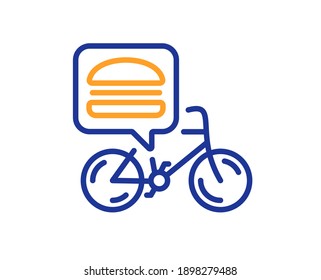 Food delivery bike line icon. Contactless meal order sign. Grocery delivery symbol. Quality design element. Line style food delivery icon. Editable stroke. Vector