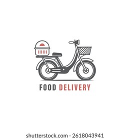 Food Delivery bike vector logo illustration.