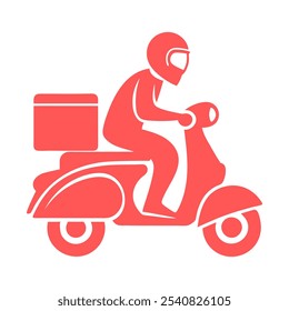 Icono del muchacho de la entrega de alimentos con la Imagen del diseño del Arte vectorial de la caja de la comida de la vespa de la motocicleta