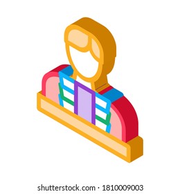 vector de icono de envío de alimentos. signo de niño de entrega de comida isométrica. ilustración de símbolo aislado de color