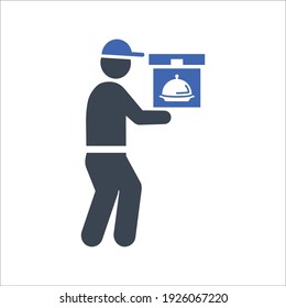 Food delivery boy icon, Vector graphics
