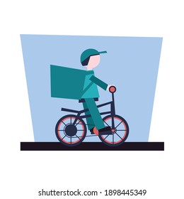 food delivery by bike. flat isolated 2d vector