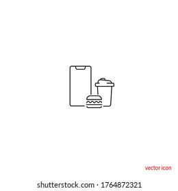 food delivery by phone vector icon. vector lustration.