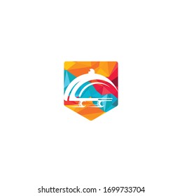 Diseño del logotipo de vectores de comida rápida para la entrega de alimentos.