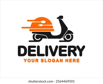 food delivery catering fast food vector logo symbol illustration restaurant and cafe, scooter