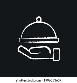 Icono de tiza de entrega de alimentos. Ilustración negra vectorial.