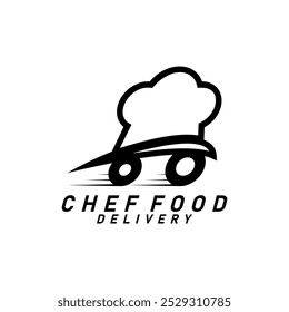 food delivery chef illustration line logo design vector	
