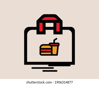 Lebensmittellieferungskonzept 2 farbiges Zeilensymbol. Einfache Illustration von Farbelementen. Konzept der Lebensmittellieferung Umrisssymbol-Design aus Lieferset