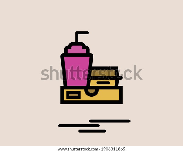 food delivery concept 2 colored line icon. Simple\
color element illustration. delivery concept outline symbol design\
from Delivery set